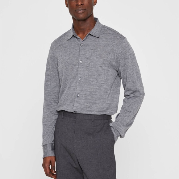 Long Sleeve Wool Knit Shirt - New With Tags - NEVER WORN - Dark Grey